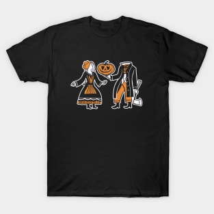 Headless Horseman Finds Love - Orange and White Design T-Shirt